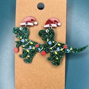 Dinosaur Christmas Earrings
